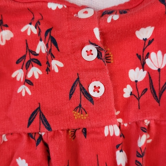 Red Floral Baby One-Piece Romper - Cozy Footed Sleepwear - Picture 3 of 3